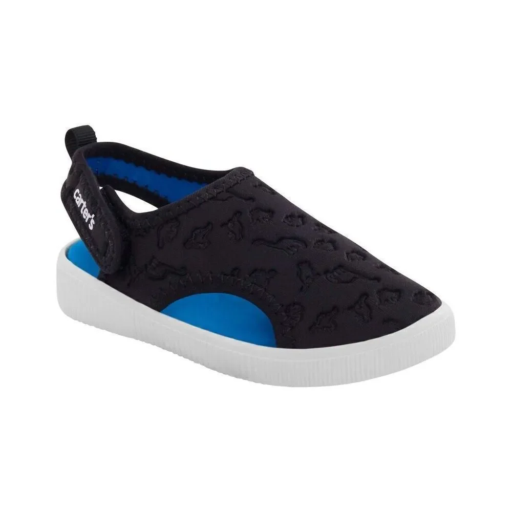 NWT Carters Toddler Shark Water Shoes‎ Sz 6 Black Padded Salinas Sandals